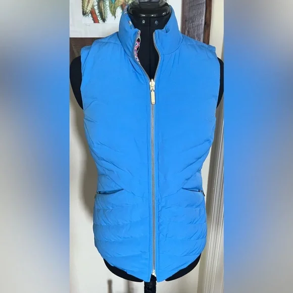 NWOT Lilly Pulitzer Tropical Blue/Animal Print Reversible Vest - Picture 5 of 8